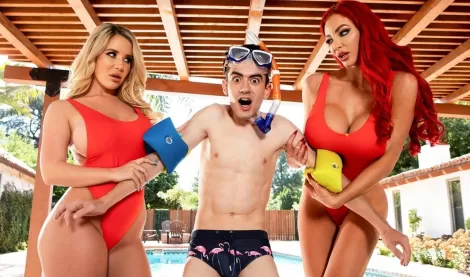 Красивые мамочки устроили у бассейна групповой секс с молодым испанцем